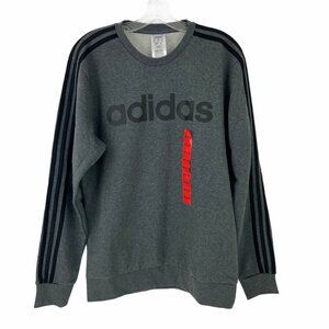 Adidas Gray 3 Stripe Crewneck Sweatshirt M